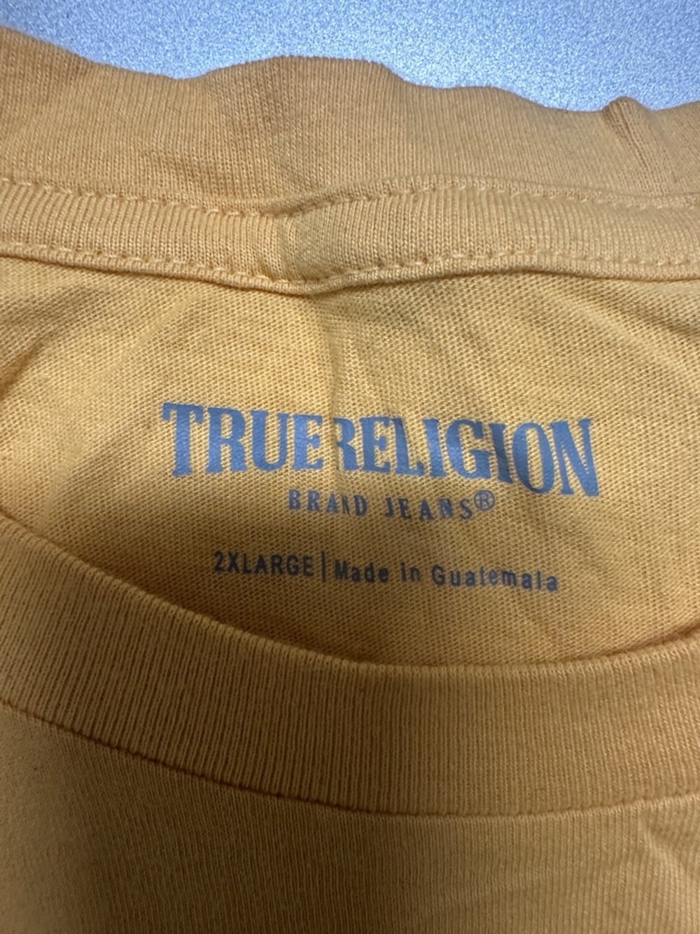 True Religion Mustard Crewneck Tee with White Logo - Picture 3 of 3